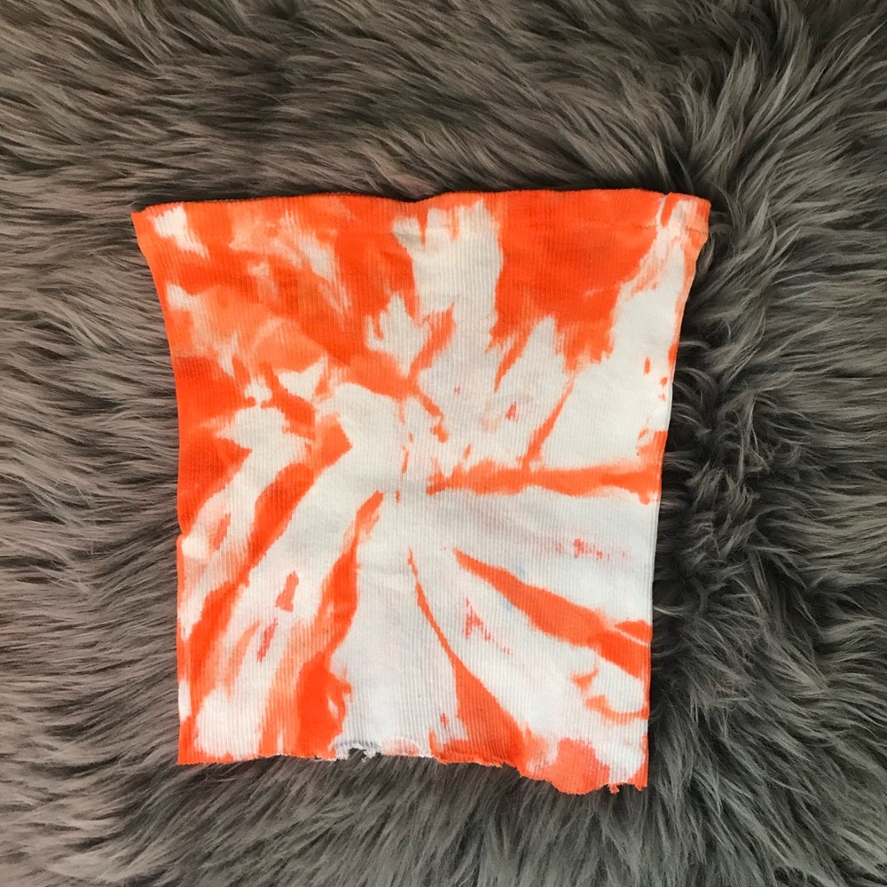 homemade tie die orange tube top!